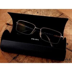 Prada VPR51M 54017 Half Rim Faux Tortoise Shell Glasses No Script Lenses